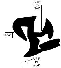 CRL One-Piece Self-Sealing S-Style Universal Weatherstrip 5/64" to 9/64" Panel - 3/16" to 1/4" Glass
