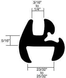 CRL Two-Piece Self-Sealing Universal Weatherstrip 23/32" to 25/32" Panel - 3/16" to 1/4" Glass