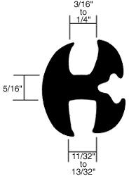 CRL Two-Piece Self-Sealing Universal Weatherstrip 11/32" to 13/32" Panel - 3/16" to 1/4" Glass