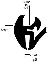 CRL One-Piece Self-Sealing Universal Weatherstrip 3/32" to 9/64" Panel - 3/16" to 1/4" Glass