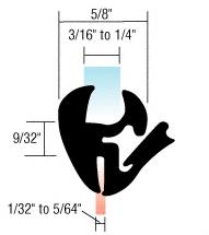 CRL One-Piece Self-Sealing Universal Gasket 1/8" Panel - 3/16" to 1/4" Glass