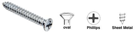 CRL 6 x 1-1/4" Oval Head Phillips Sheet Metal Screws - Box