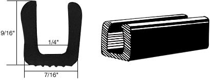 CRL Glass and Acrylic Setting Rubber Channel for 1/4" Material - 7/16" Base Width