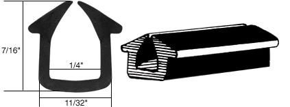 CRL Rubber Glazing Channel for 1/4" Material - 11/32" Base Width
