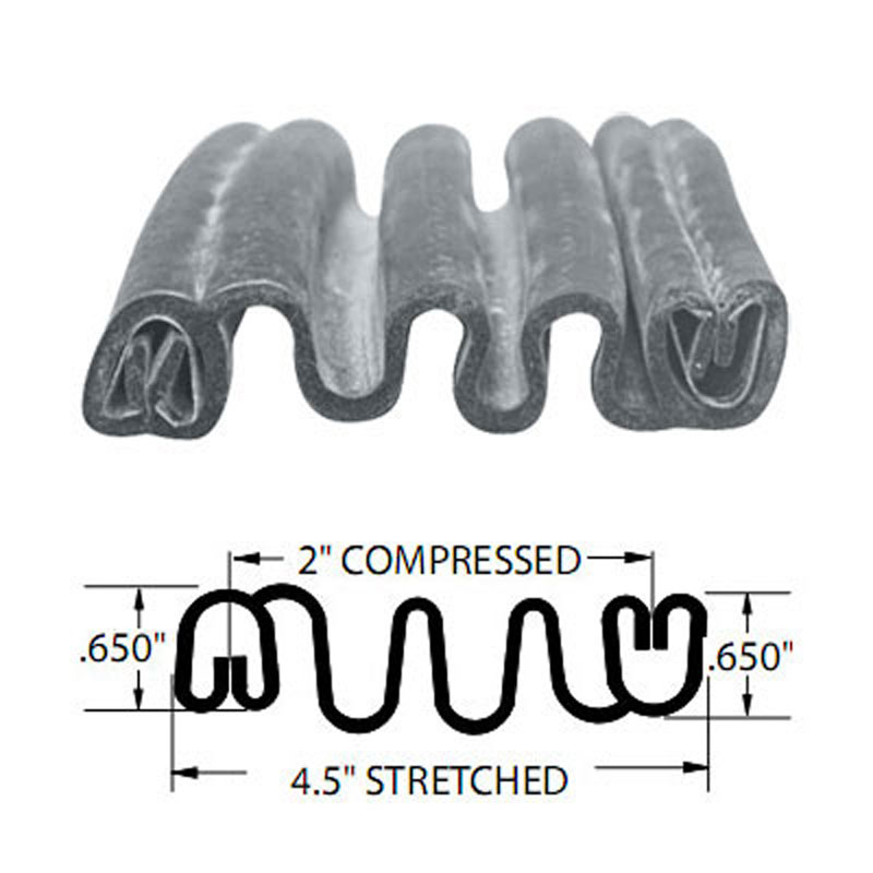 Gordon Glass&#174; Slider to Shell Accordion Boot Seal - 10 ft | Spring clips are facing the opposite direction
