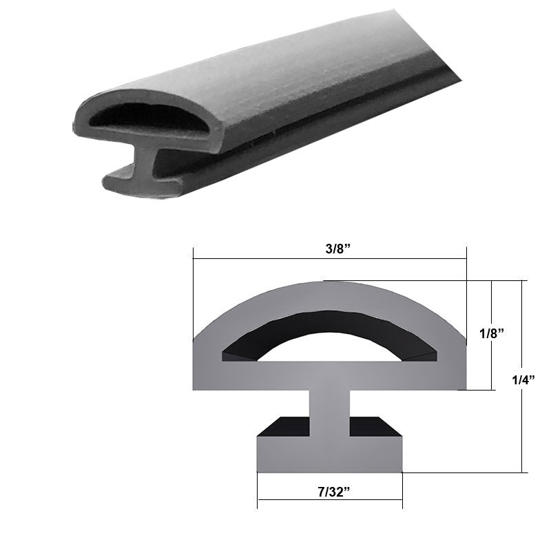 Gordon Glass&#174; Automotive Grey Bulb Type Gasket, 3/8" Width, 7/32" Backing - 20 Ft.