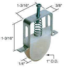 CRL Sliding Screen Door Bottom Roller 1" Nylon Wheel for Columbia Doors - Bulk