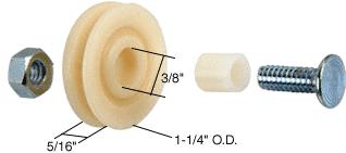 CRL 1-1/4" Nylon Replacement Roller with Center Groove - Package