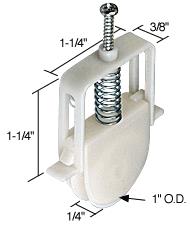 CRL Sliding Screen Door Bottom Roller 1" Nylon Wheel for Columbia Doors - Package