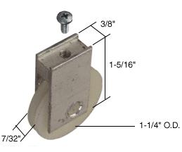 CRL Sliding Screen Door Bottom Roller 1-1/4" Nylon Wheel for Daryl Doors - Package