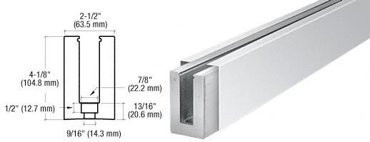 CRL Custom Aluminum Square Base Shoe With Polished Stainless Cladding and Drilled With Hole Pattern D