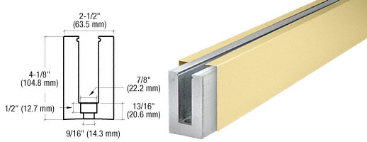 CRL Custom Aluminum Square Base Shoe With Satin Brass Cladding and Drilled With Hole Pattern D
