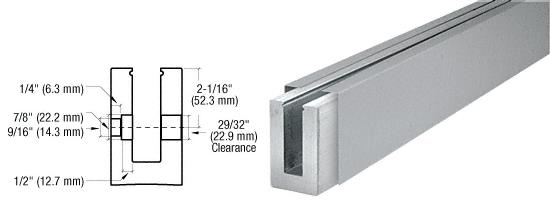 CRL Brushed Stainless Custom Length Fascia Mount Cladded Square Shoe for 1/2' Glass with 12" CTC Holes