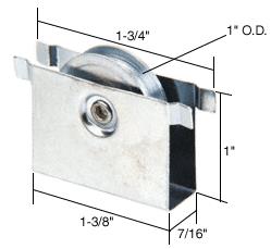 CRL Sliding Screen Door Bottom Roller 1" Steel Wheel for Empire & Better-Bilt Doors - Package
