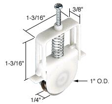 CRL Sliding Screen Door Roller 1" Steel Ball Bearing Wheel for Columbia Doors - Package