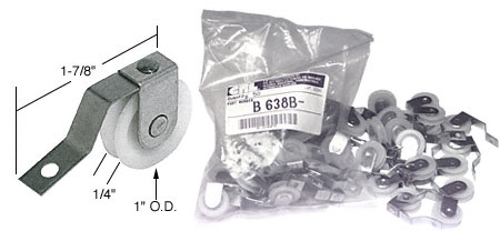 Sliding Screen Door Spring Tension Roller for Metal Industries, 1" Diameter Nylon Wheel - Bulk Package (50 Rollers)
