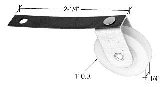 Sliding Screen Patio Door Roller, Spring Tension, Center Groove,  Nylon with Ball Bearing, 1" Diameter