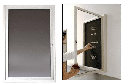 CRL 24" x 36" Satin Anodized Hinged Bulletin Board with Black Letter Board