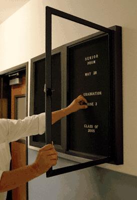 CRL 47" x 36" Bronze Anodized Hinged Bulletin Board with Black Letter Board