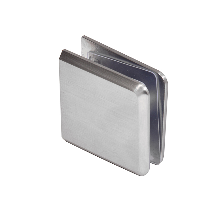 CRL Brushed Chrome Beveled Hole-in-Glass Style Wall Mount Heavy-Duty Glass Clamp