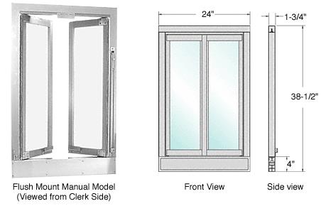CRL Satin Anodized Finish Manual Flush Mount Bi-Fold Service Window