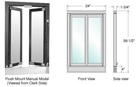 CRL Duranodic Bronze Manual Flush Mount Bi-Fold Service Window