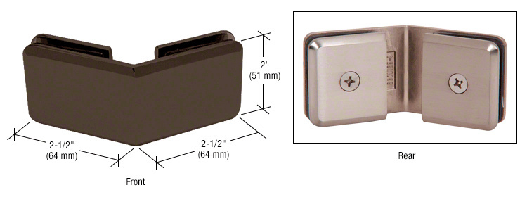 CRL Oil Rubbed Bronze Beveled 135 Degree Glass-to-Glass Clamp