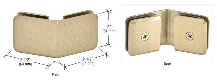CRL Brushed Bronze Beveled 135 Degree Glass-to-Glass Clamp