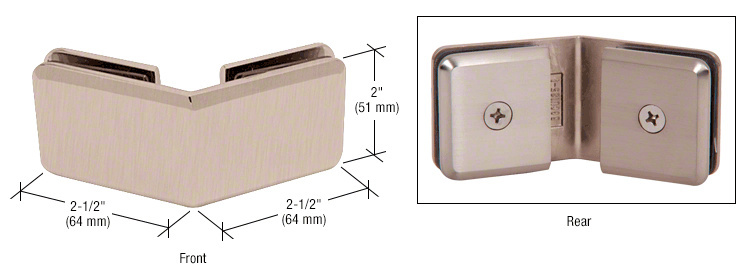 CRL Brushed Nickel Beveled 135 Degree Glass-to-Glass Clamp
