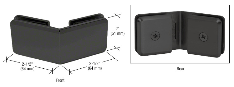 CRL Matte Black Beveled 135 Degree Glass-to-Glass Clamp