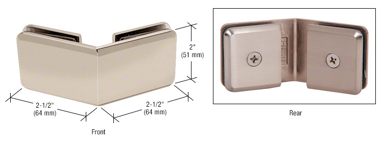 CRL Polished Nickel Beveled 135 Degree Glass-to-Glass Clamp
