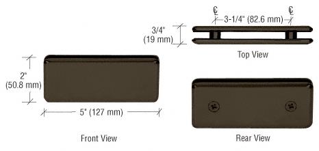 CRL Oil Rubbed Bronze Beveled 180 Degree Glass-to-Glass Clamp
