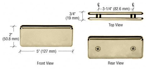 CRL Brushed Bronze Beveled 180 Degree Glass-to-Glass Clamp