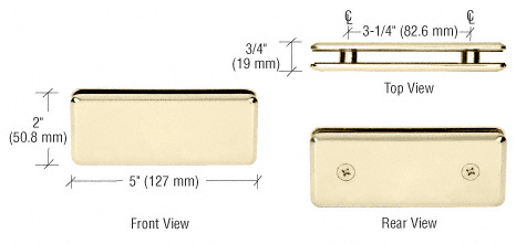 CRL Polished Brass Beveled 180 Degree Glass-to-Glass Clamp