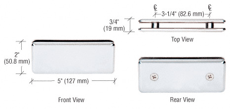 CRL Polished Chrome Beveled 180 Degree Glass-to-Glass Clamp