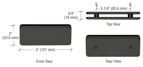 CRL Matte Black Beveled 180 Degree Glass-to-Glass Clamp