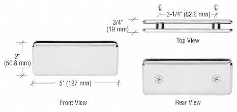 CRL Polished Nickel Beveled 180 Degree Glass-to-Glass Clamp