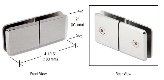 CRL Brushed Nickel Square Beveled 180 Degree Glass-to-Glass Movable Transom Clamp
