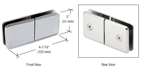 CRL Polished Chrome Square Beveled 180 Degree Glass-to-Glass Movable Transom Clamp