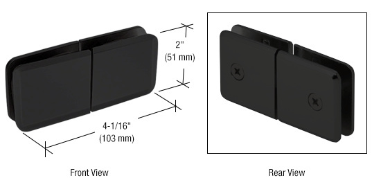CRL Matte Black Square Beveled 180 Degree Glass-to-Glass Movable Transom Clamp