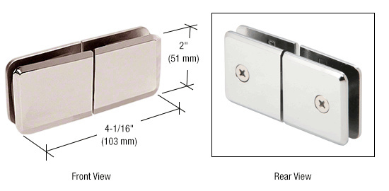 CRL Polished Nickel Square Beveled 180 Degree Glass-to-Glass Movable Transom Clamp