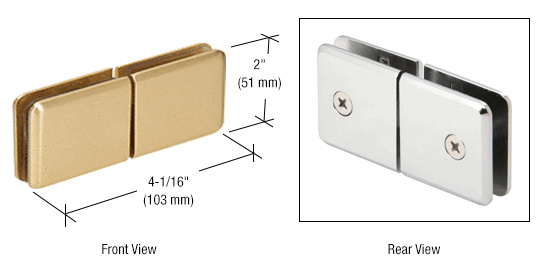 CRL Satin Brass Square Beveled 180 Degree Glass-to-Glass Movable Transom Clamp