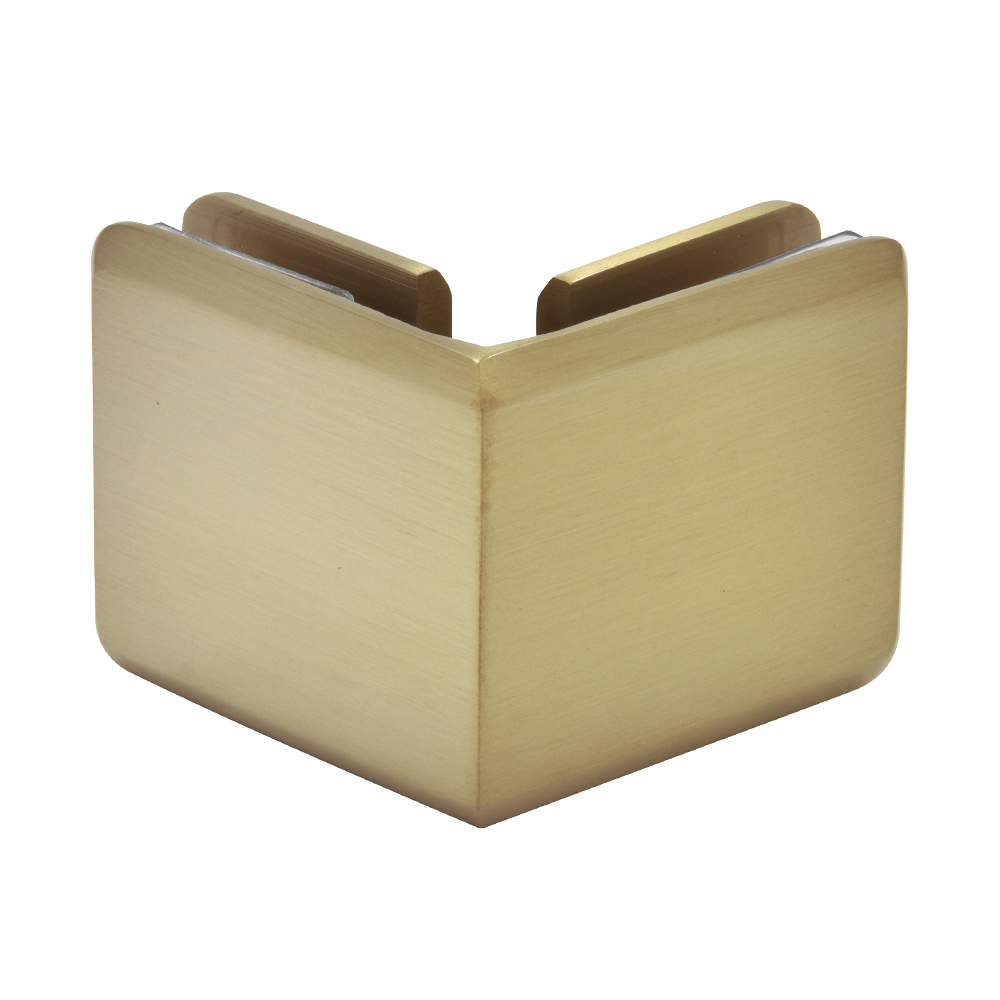 CRL Brushed Bronze Beveled Style 90 Degree Glass-to-Glass Clamp