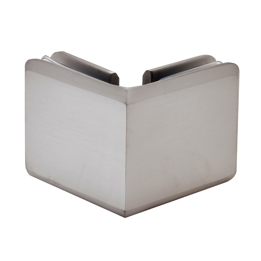 CRL Brushed Nickel Beveled Style 90 Degree Glass-to-Glass Clamp