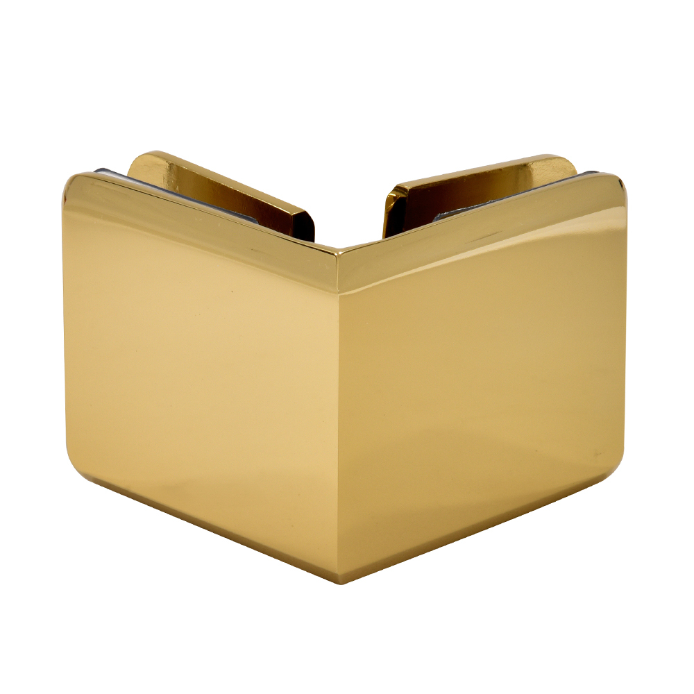 CRL Polished Brass Beveled Style 90 Degree Glass-to-Glass Clamp