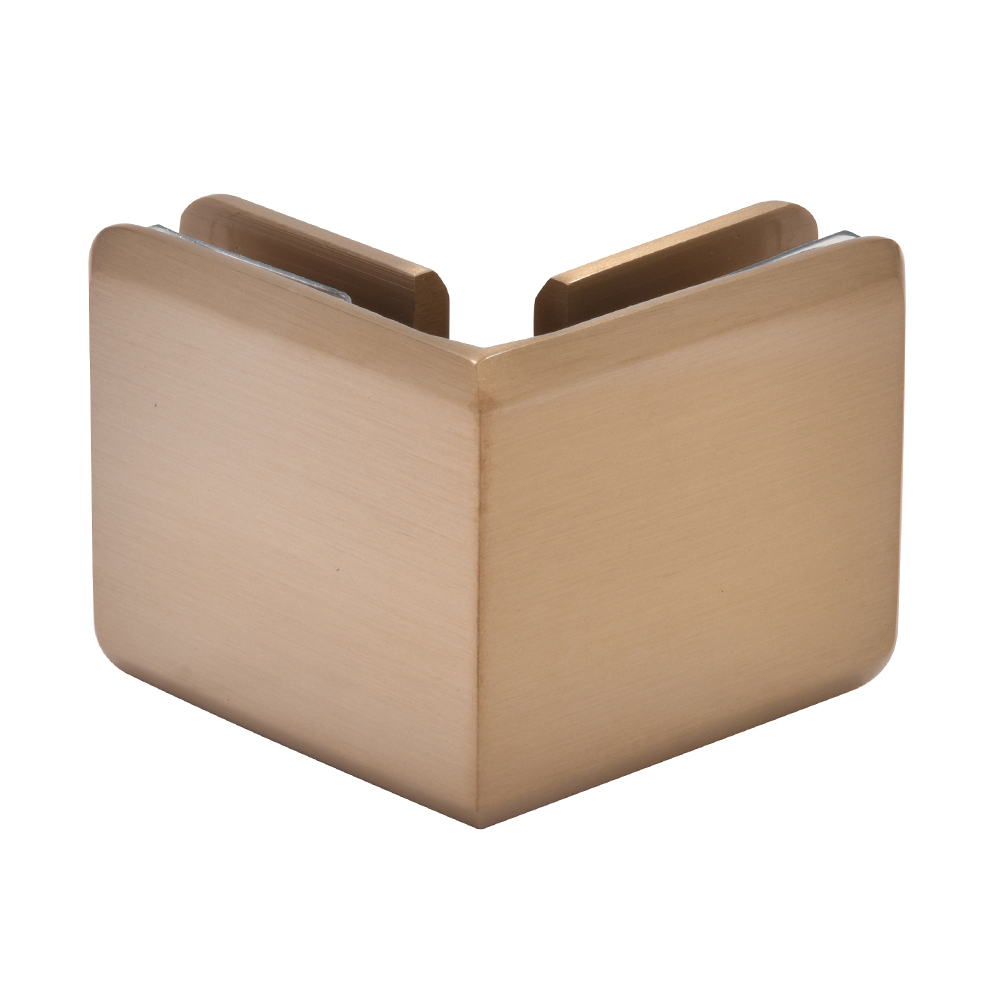 CRL Dark Brushed Bronze Beveled Style 90 Degree Glass-to-Glass Clamp