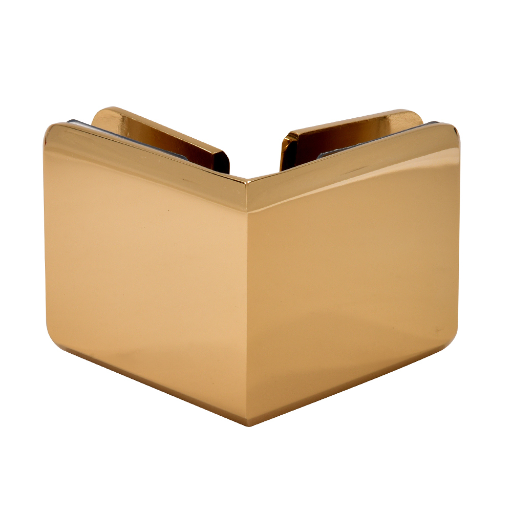 CRL French Gold Beveled Style 90 Degree Glass-to-Glass Clamp