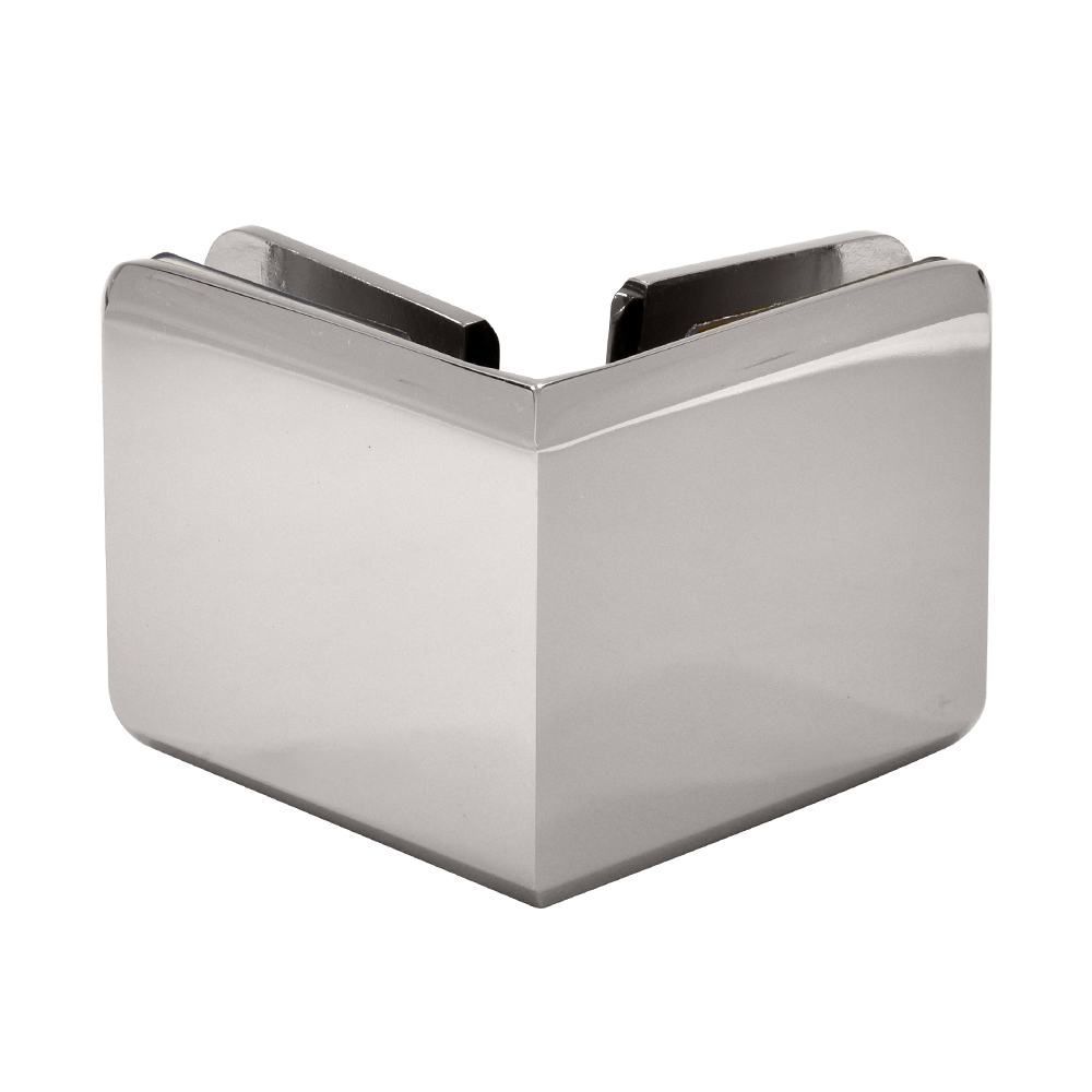 CRL Polished Nickel Beveled Style 90 Degree Glass-to-Glass Clamp