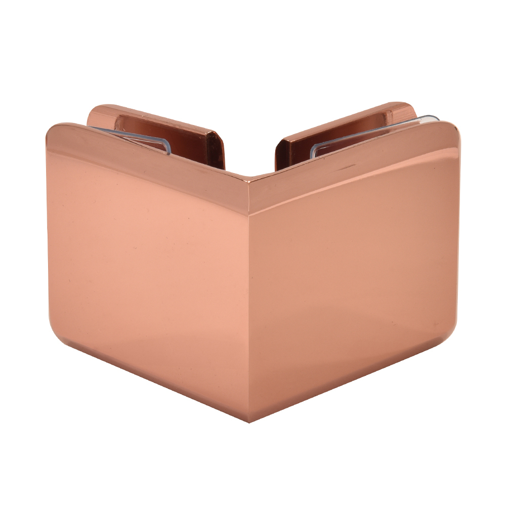 CRL Rose Gold Beveled Style 90 Degree Glass-to-Glass Clamp