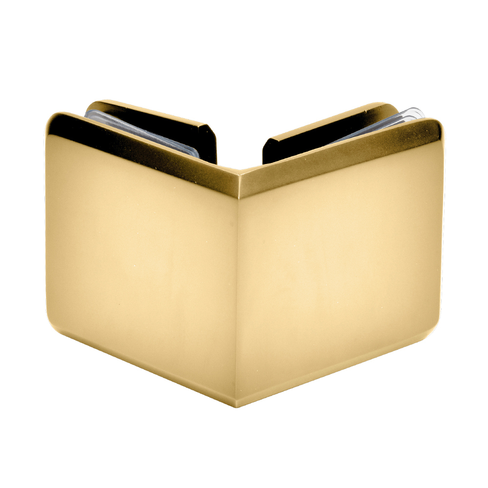 CRL Satin Brass Beveled Style 90 Degree Glass-to-Glass Clamp
